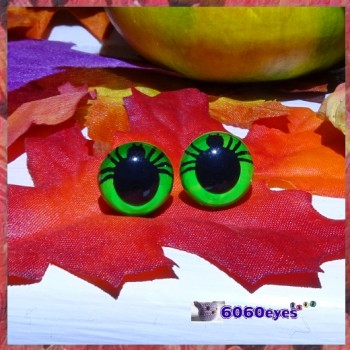 1 Pair 12mm/15mm/18mm Spider GREEN Plastic eyes, Safety eyes, Animal Eyes, Round eyes
